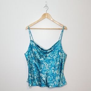 La Vie En Rose NEW Teal Floral Nighty Tank Top Adjustable Straps Size XLarge